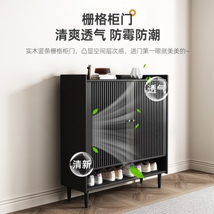 柜家用门口小户型室内透气收纳储物柜入户玄关柜一体 实木格栅鞋