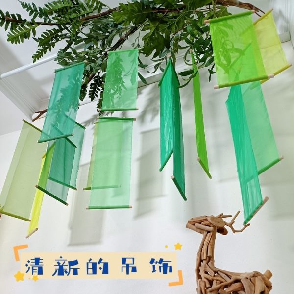 布艺吊饰民宿餐厅空中装饰橱窗氛围挂饰国风环创半透纱幔吊旗挂件