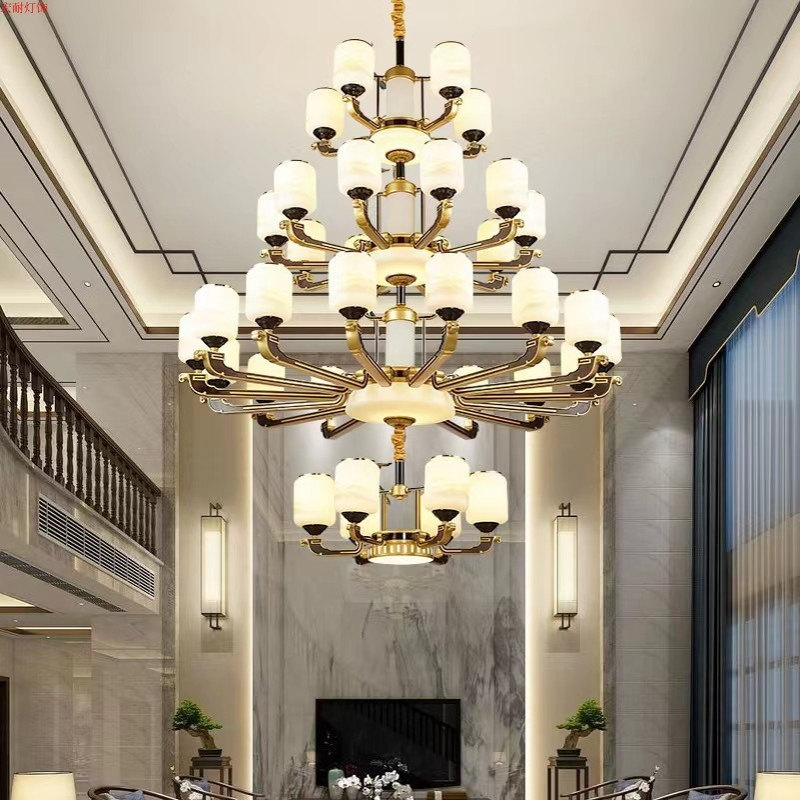 别墅复式楼三层大吊灯锌合金灯具豪华楼中楼客厅灯大厅四层灯饰