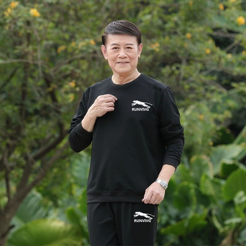 中老年运动套装男春秋长袖卫衣束脚裤两件套爸爸装休闲运动服男装