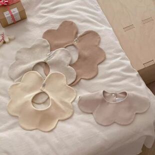 韩版婴儿口水巾宝宝围嘴纯棉A类加厚360花瓣围兜柔软吸水双层超软