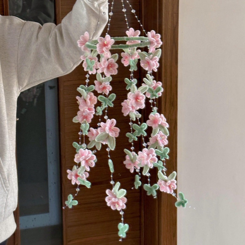 扭扭棒春日桃花风铃手工diy