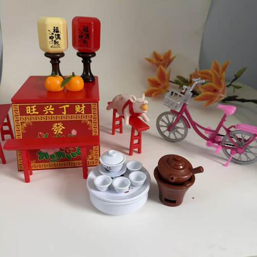 中秋月下煮茶八仙桌花好月圆折塔