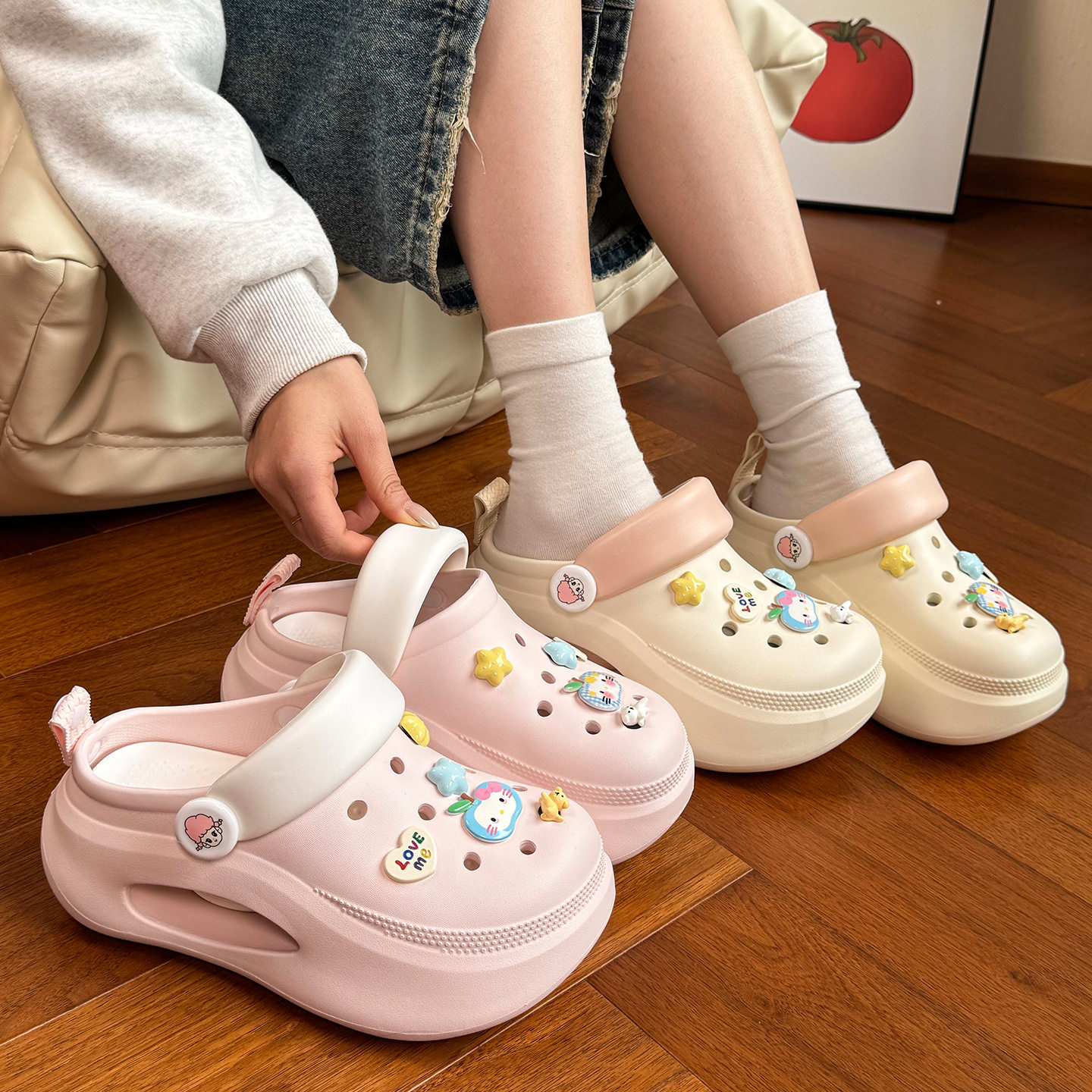 踩屎感厚底增高洞洞鞋女士2026新款夏季外穿防滑凉拖鞋海边沙滩鞋