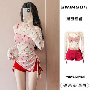泳装 2026温泉新款 ins小胸聚拢新款 泳衣女分体保守三件套少女韩版