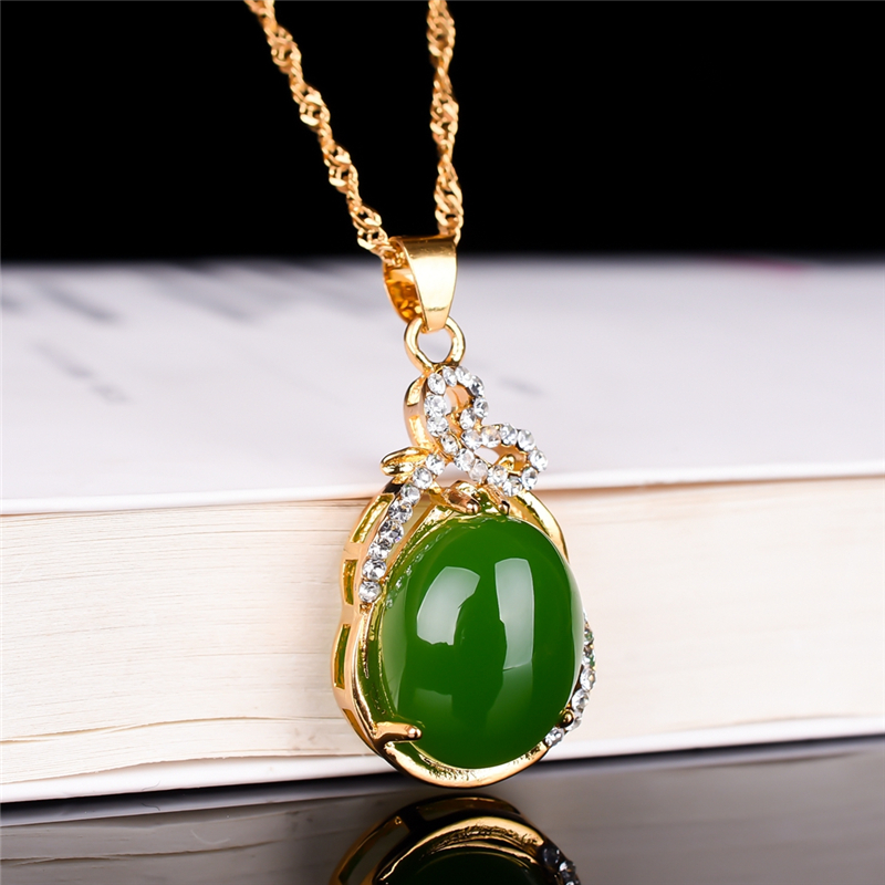 和田碧玉吊坠金镶玉吊坠男女款情侣项坠玉坠水滴项坠水滴玉石挂件