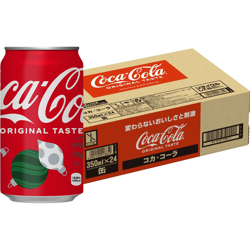 日本可口可乐饮料圣诞节限定碳酸饮料汽水350ml*6/24罐原装进口