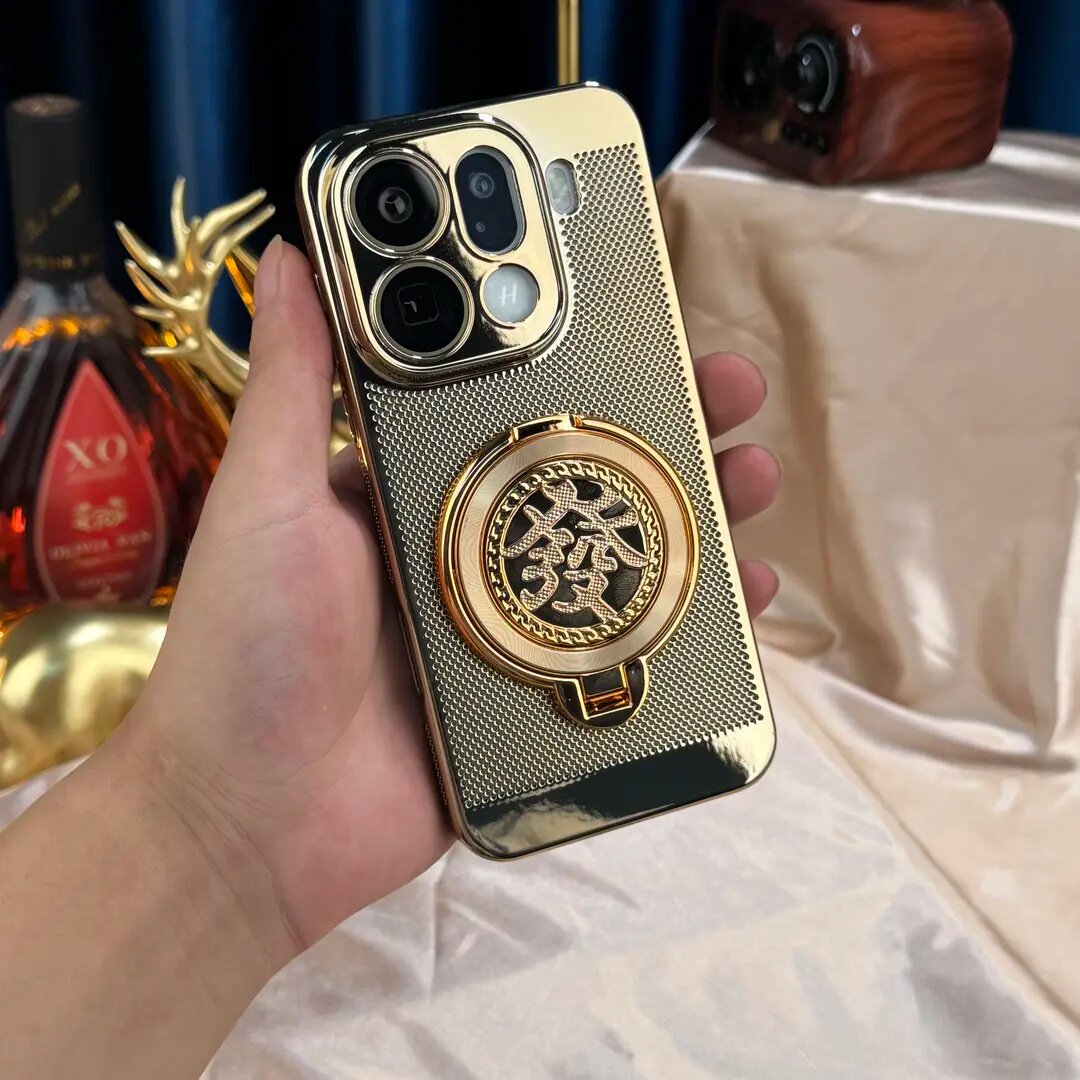 【解压陀螺+高清镜头膜】适用OPPO FindX9/Pro电镀网格散热支架手机壳findx9新款男女商务x8pro带镜头膜外壳