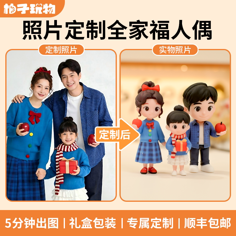 柚子玩物丨照片定制玩偶全家福