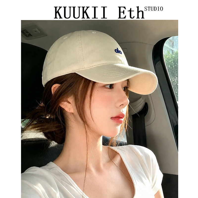 KUKIÐ美式复古棒球帽字母刺绣软顶出游宽帽檐显脸小鸭舌帽