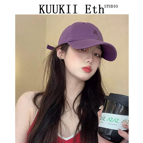 KUKI&ETH新款R字母简约软顶棒球帽子女春夏透气网红减龄鸭舌帽男