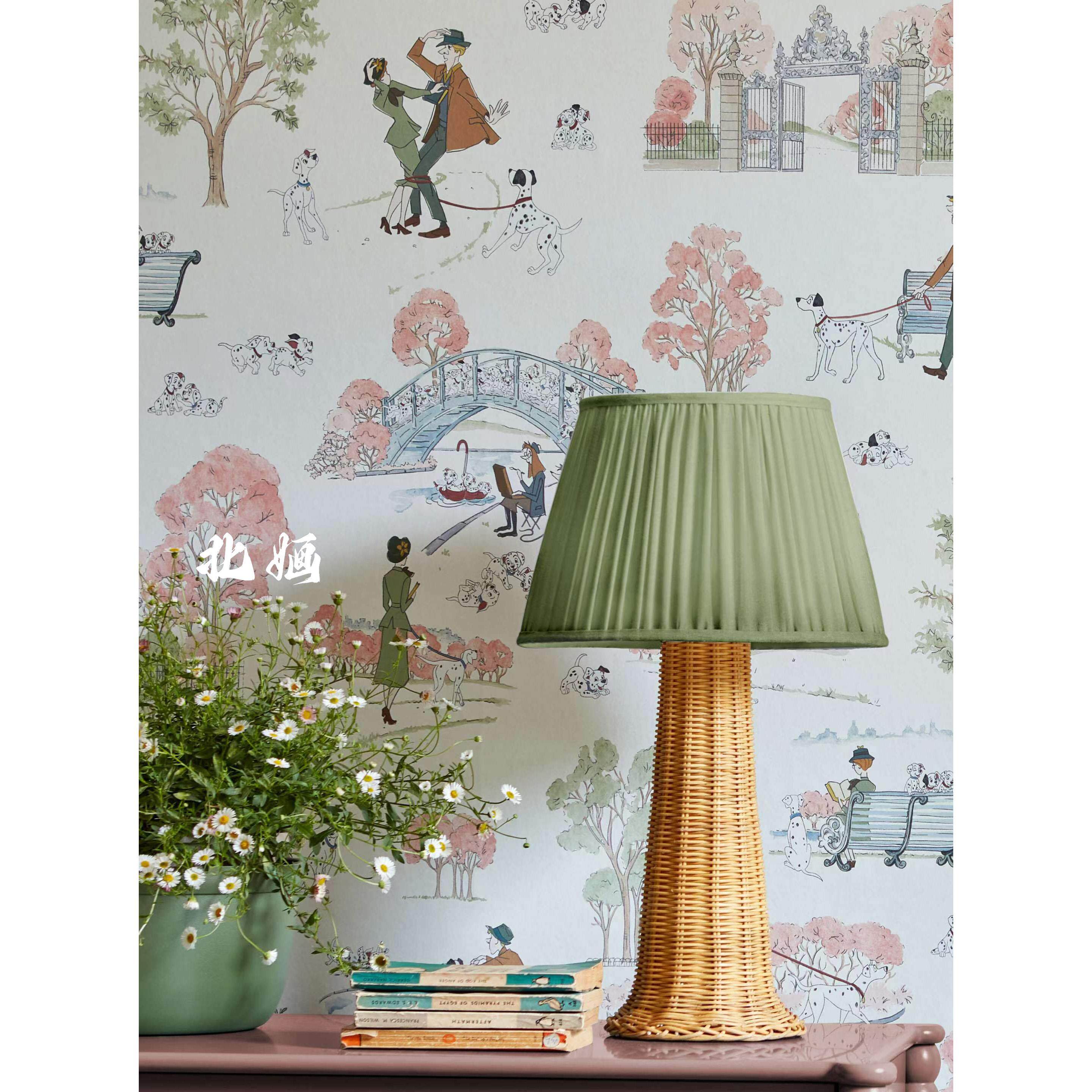 英式公园斑点狗儿童房壁纸定制卧室床头墙布客厅餐厅背景墙纸壁画
