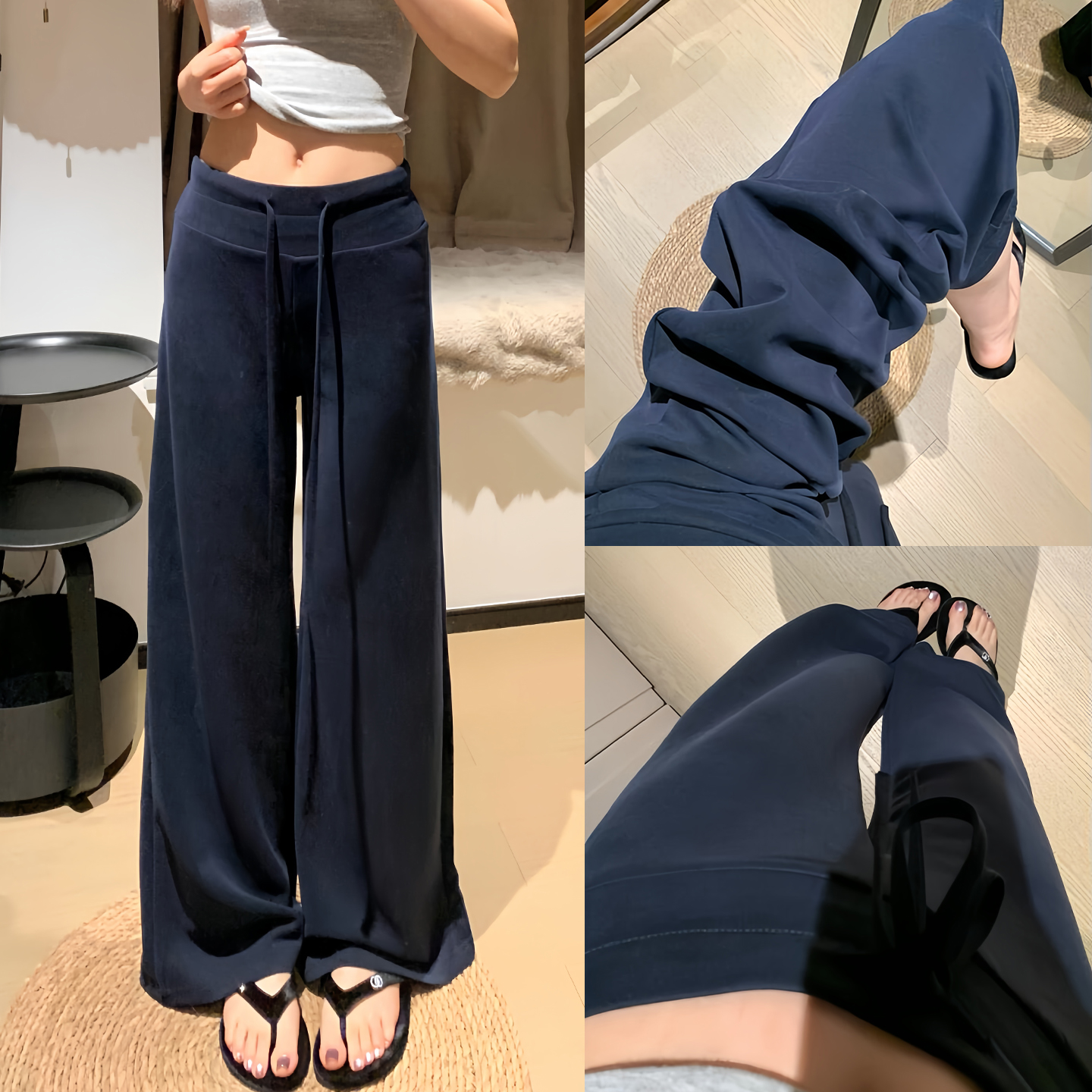 高腰垂感显瘦直筒休闲运动阔腿裤