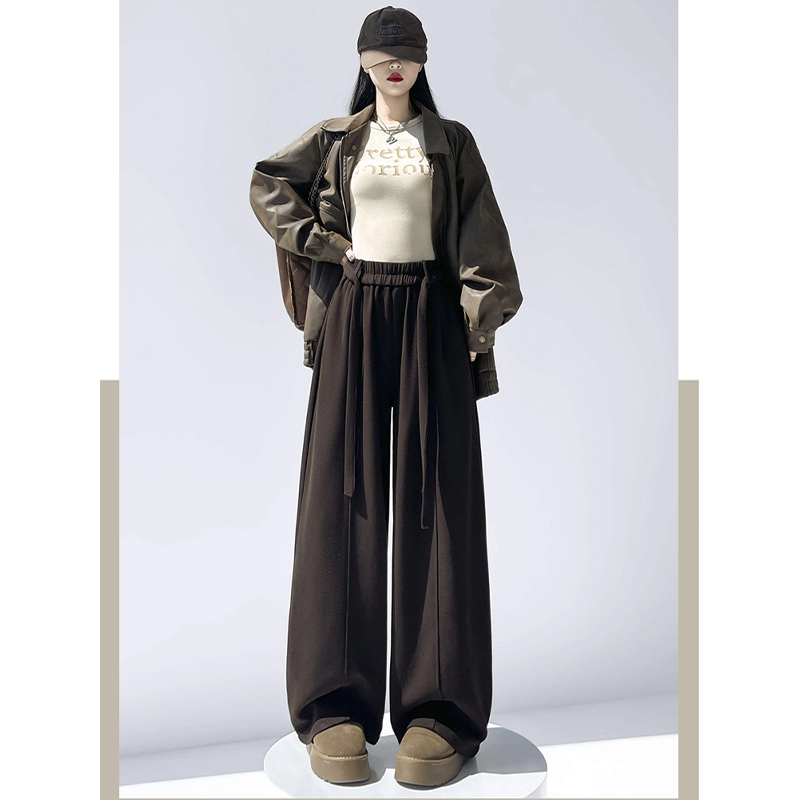 咖色弯刀裤女今年流行爆款梧桐裤