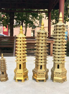 优选纯铜文昌塔摆件7层九层十一层十三层铜塔办公室客厅男女书房