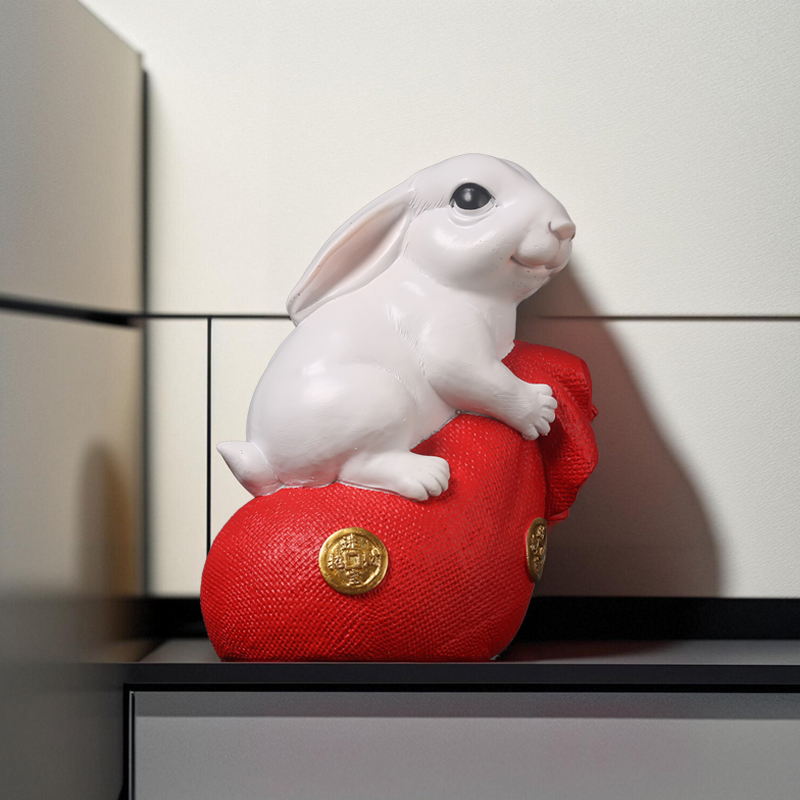 福袋元宝兔摆件吉祥物生肖兔子家居客厅电视柜酒柜玄关桌面装饰品