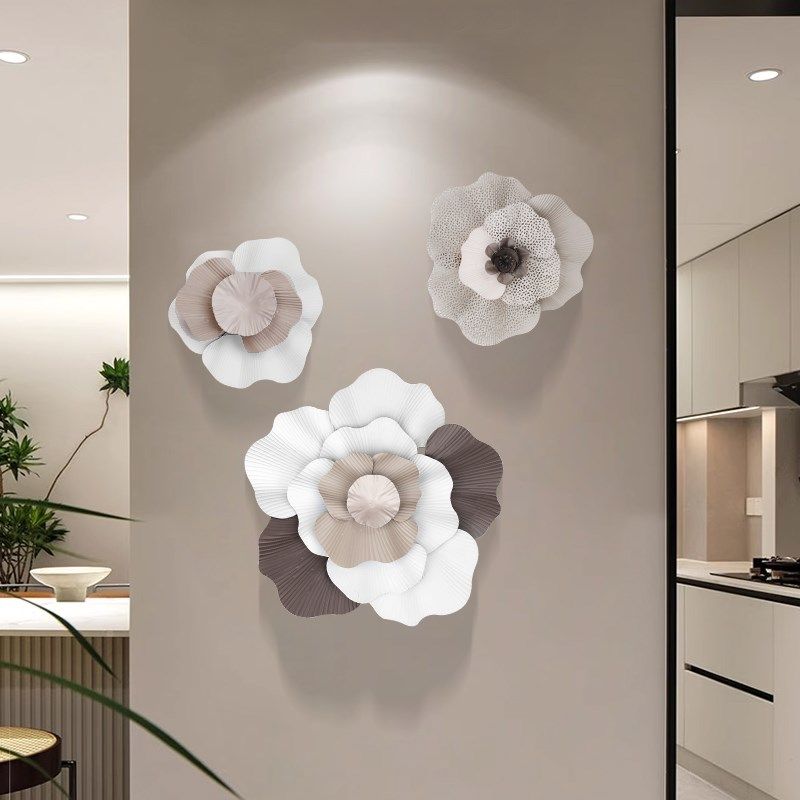 优选现代欧式铁艺挂件墙面装饰客厅背景墙玄关金属壁饰奶灰花朵壁,家居饰品,壁饰,淘宝优惠券,粉丝福利购,淘宝优惠卷