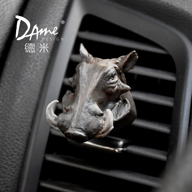 DAME德米疣猪车载香薰汽车出风口夹仿真野猪扩香石精致装饰品摆件