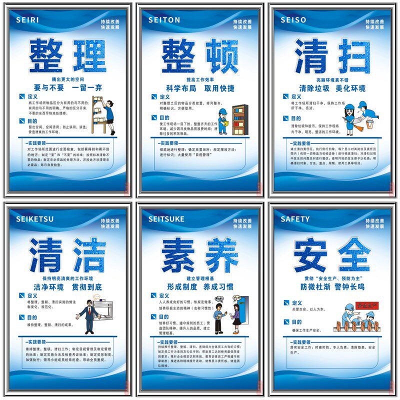 优选6S管理标语9S/5S/7S/8S/10S/15S企业文化宣传海报车间仓库标