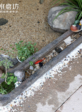 优选石槽花器摆件土培花盆茶室民宿水培花缸花园阳台装饰庭院创意