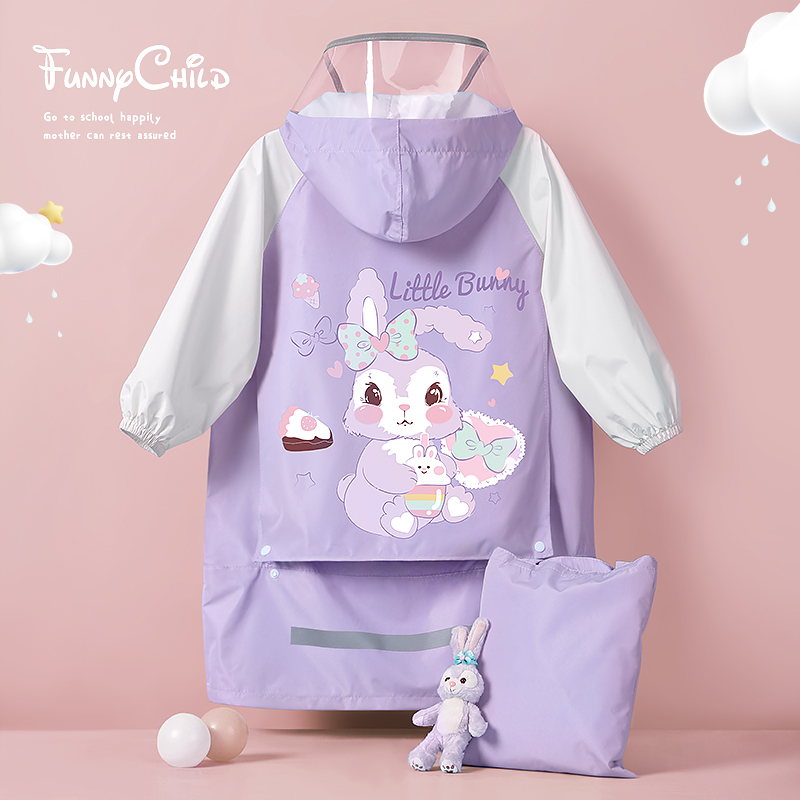 儿童雨衣男童女童女孩宝宝防雨服小学生上学专用带书包位轻便雨披