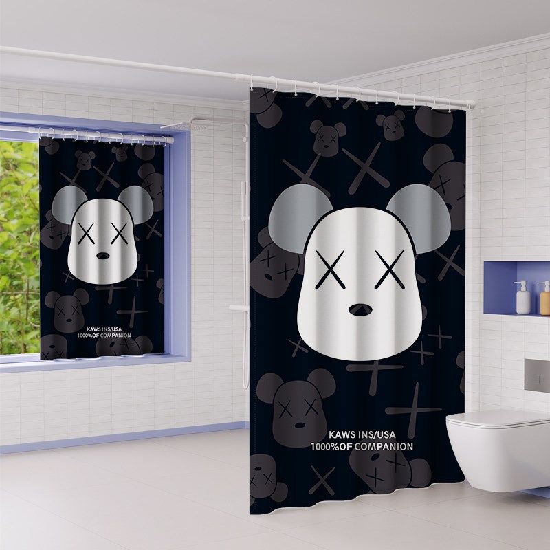 优选KAWS厕所芝麻街浴帘浴室防水隔断淋浴遮挡帘洗澡挡水分离卧室