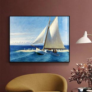 优选世界名画 画客厅饭厅油画 画霍普靠海的房间装饰画 画民宿风