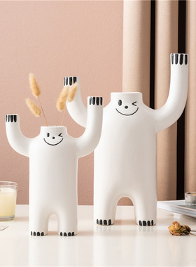 优选现代简约创意样板房民宿书柜家居软装饰品卡通陶瓷工艺品桌面