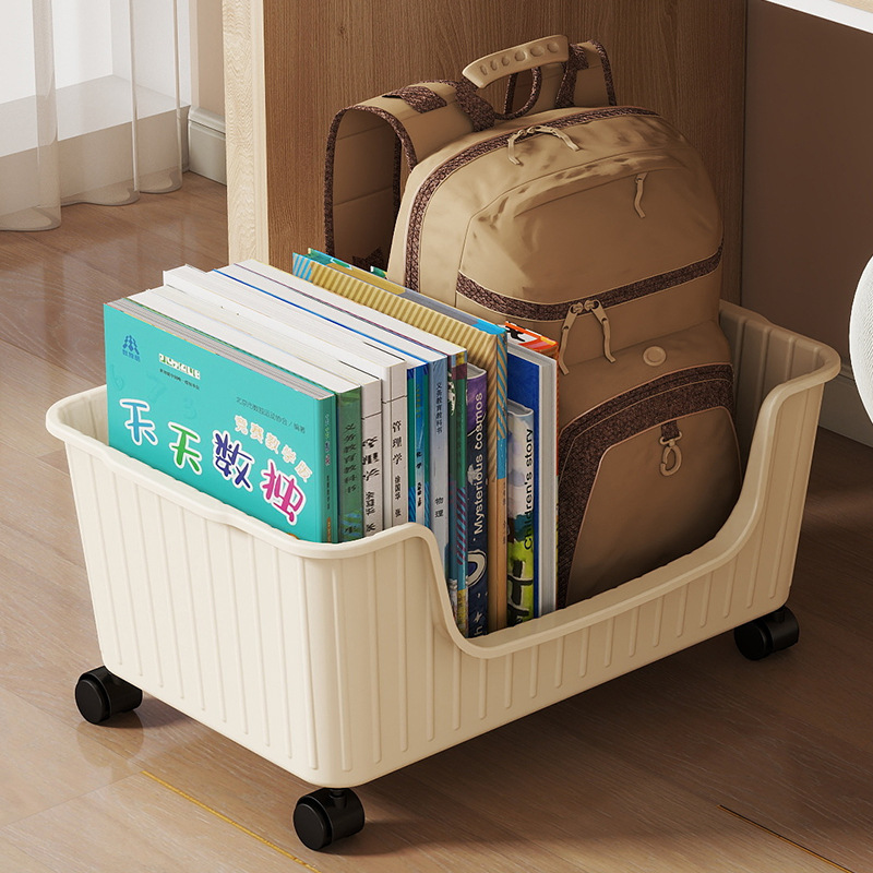 桌下书包置物架滑轮可移动收纳