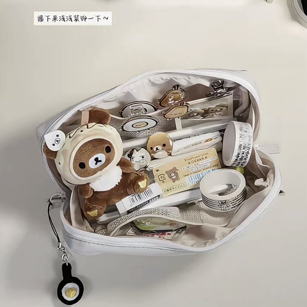 ins风灰色软乎乎面包笔袋初高中学生简约高颜值大容量铅笔文具袋