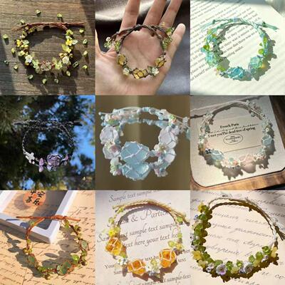 原创macrame合成水晶花环手绳