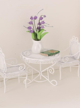 微缩食玩铁艺12分桌椅咖啡桌袖珍模型娃娃屋生活场景dollouse