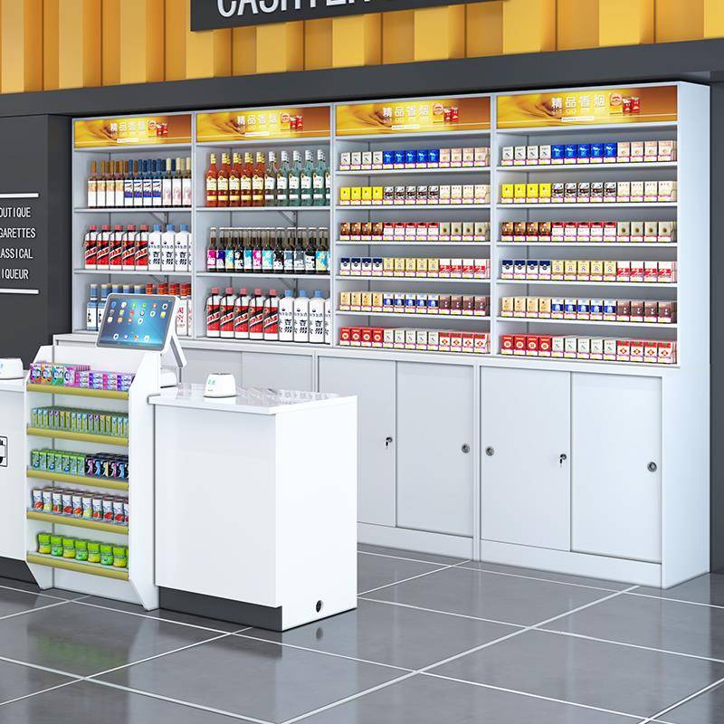 需定制超市烟柜展示柜收银台一体组合货架立柜背柜酒柜烟柜台烟柜