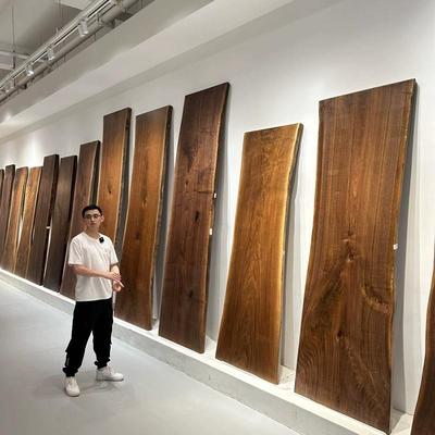 需定制北美黑胡桃木大板南美实木不规则原木茶桌办公桌现代简约雨