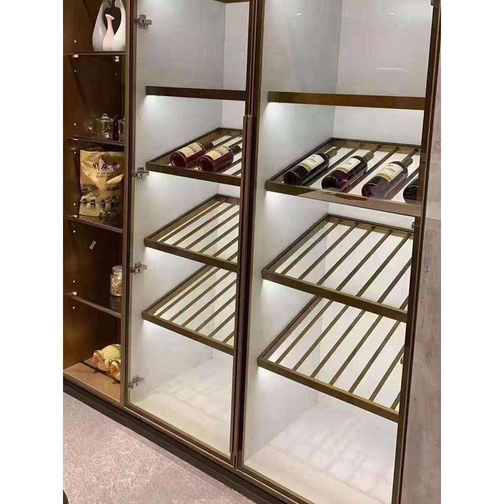 需定制极简酒柜玻璃门葡萄酒金属玻璃层板高档展示架酒躺铝合金红