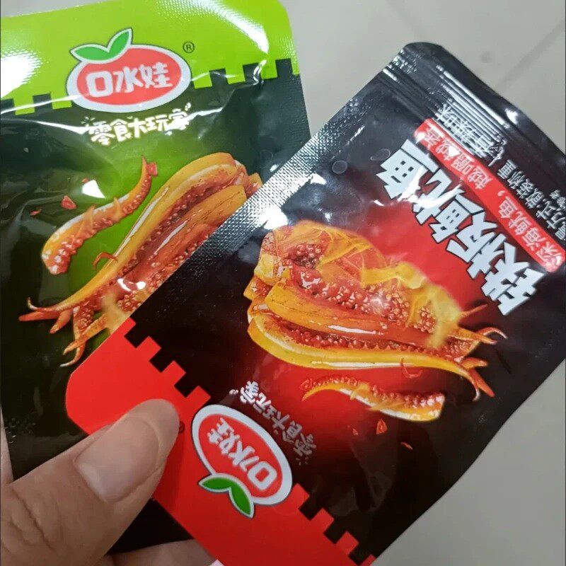 口水娃铁板鱿鱼混合口味10包香菇鱿鱼须香辣零食即食小吃海味