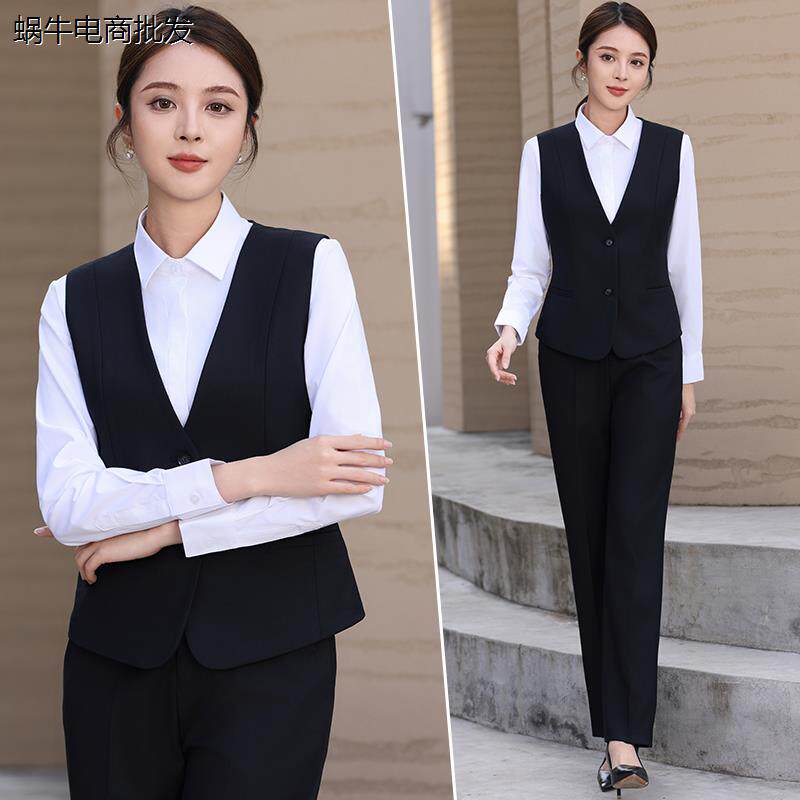 西装马甲女套装职业装西服马夹上作服女士藏工服坎肩
