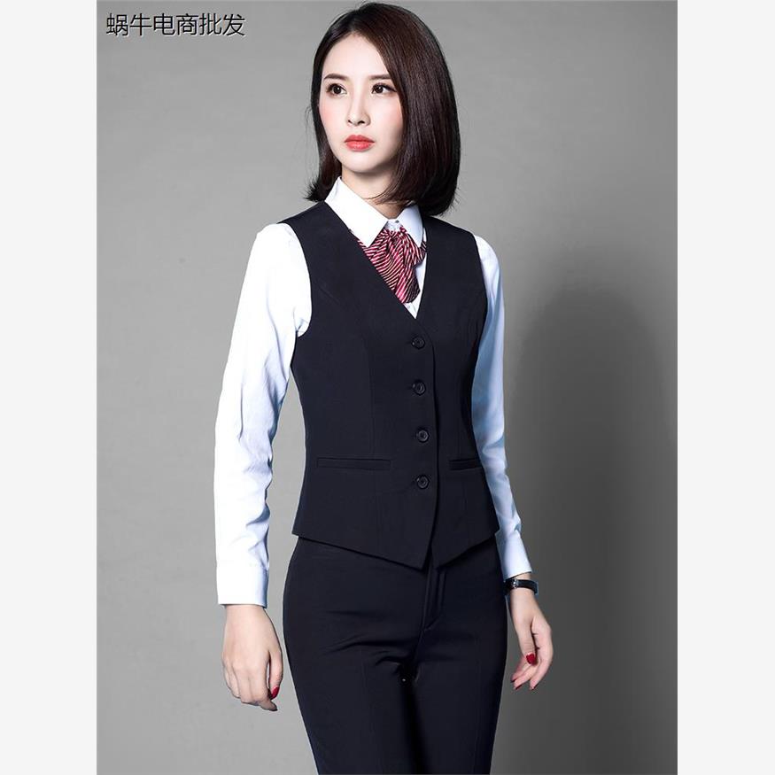 西装马甲女士套装2023新款职业装气质工作服黑色马夹背心坎肩