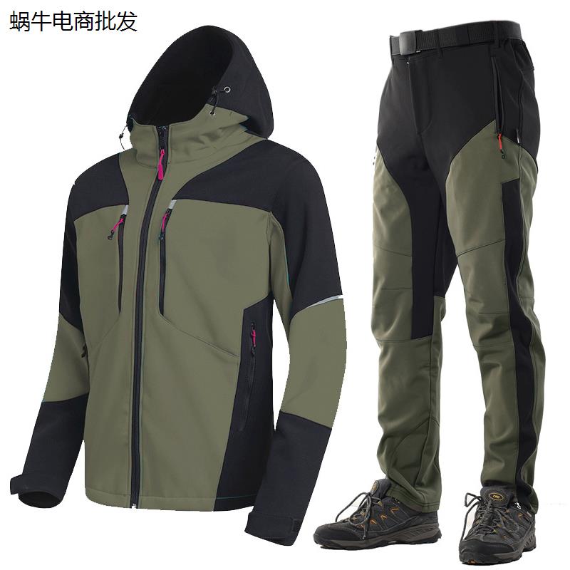 冬季钓鱼服套装男保暖防风防水垂钓外套矶钓海钓路亚加绒冲锋衣裤