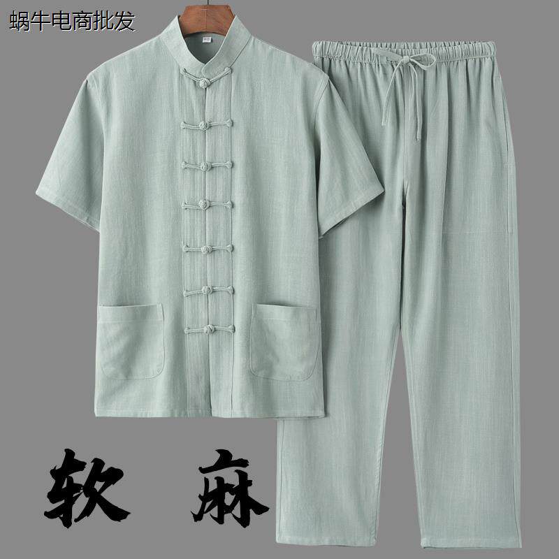 唐装男夏季薄款中老年亚
