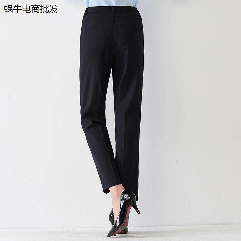 加绒九分裤女职业西装裤秋冬加厚黑色西裤移动工作裤工装裤女