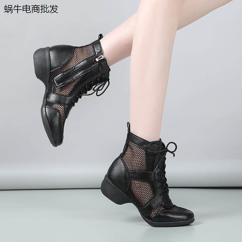 夏季真皮舞蹈鞋女软底网