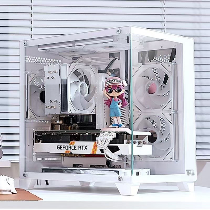 航嘉百盛T500全景侧透海景房机箱240水冷MATX主板全新游戏机箱