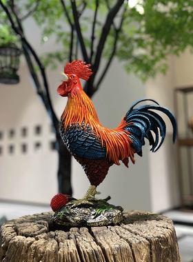 东方禧全铜公鸡摆件彩绘大吉大利家居办公室生肖金鸡报喜开业礼品