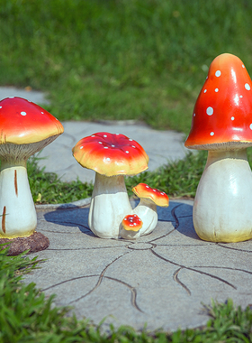 优选户外花园别墅景观摆件 仿真蘑菇摆件 园艺草坪装饰树脂工艺品