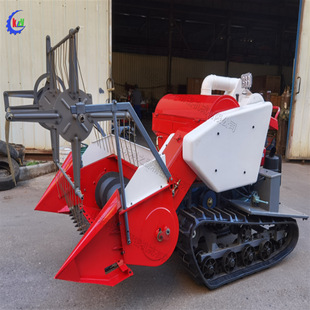 山东喂入式小型稻谷收谷机Harvester 联合收获机 履带式水稻收割