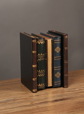 欧式假书收纳盒书房摆件办u公室酒柜木质仿真书装饰品摄影道具书