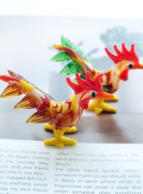 淄博琉璃非遗手工艺品仿真大公鸡动物摆I件创意桌面玄关装饰品礼