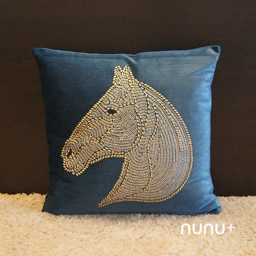 nunub+【包邮】奢华平绒马头钻饰 样板房时尚感欧式抱枕 靠垫 靠