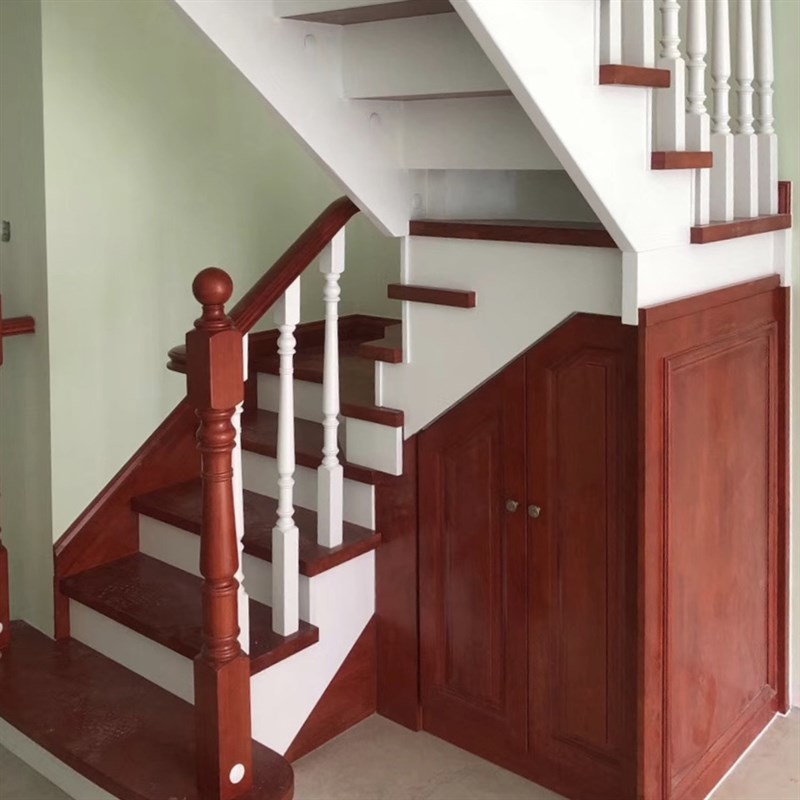 实木楼梯扶d手立柱栏杆立柱烤漆扶手弯头护栏实木扶手楼梯毛胚白